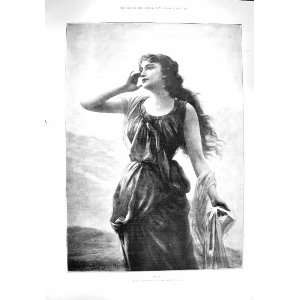   1895 ANTIQUE PORTRAIT BEAUTIFUL GIRL ECHO BISSON PRINT