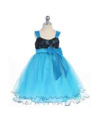 Chic Baby Girls Size 2 12 Turquoise Black Bow Tulle Occasion Dress
