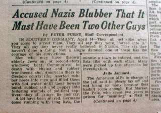 1945 Stars & Stripes WW II END newspaper NAZIS JUST FOLLOWING ORDERS 