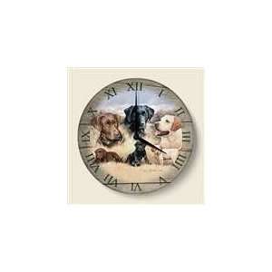  Dogs Motif Wood Clock