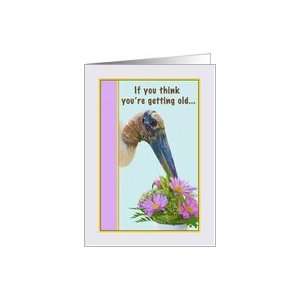  Birthday, Getting Older, Wood Stork, Flowers Card Health 