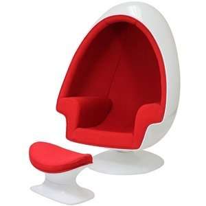  Eero Aarnio Alpha Shell Egg Chair And Ottoman in Red