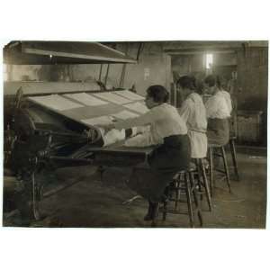  Photo Girls working at mangle in Bonanno Laundry, 12 