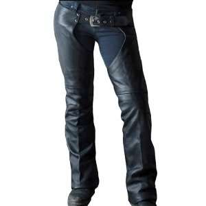   Power Chaps Womens Leather Harley Motorcycle Pants   Black / Large