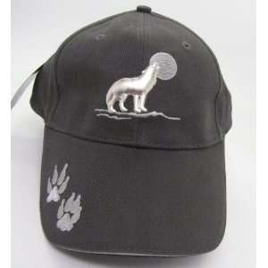  Gray Pewter Wolf Ball Cap Hat Paws 