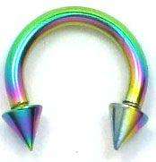 16g 8mm Rainbow Titanium Horseshoes Curved Barbell  