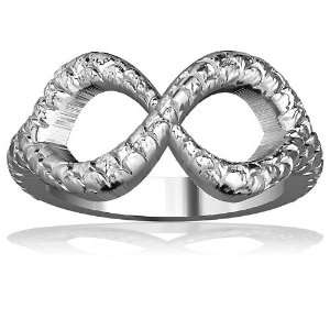 Infinity Ring with Reptile Texture Halfway, Scale #2, 10mm in Sterling 