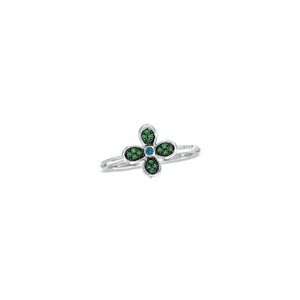  ZALES Enhanced Green and Blue Diamond Stackable Flower 