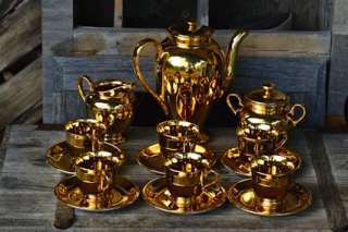     Imperial China   22 K Gold Coffee or Tea Set   17 Pieces  