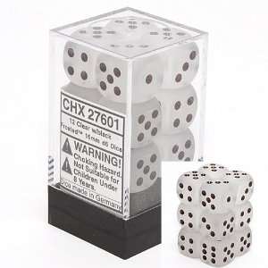  Clear Black Frosted 16mm Pipped D6 Dice Block Toys 
