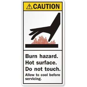 Burn hazard. Hot surface. Do NOT touch. Allow to cool before servicing 