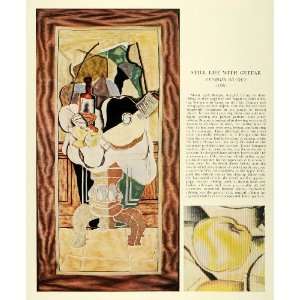  1936 Print Still Life Guitar Braque Cubism Tapestry Design 