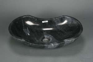 SoLuna 21x13 Oval Natural Black Marble Stone Vessel Bathroom Sink 