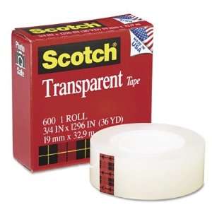   Transparent Glossy Tape, 3/4 x 1296, 1 Core, Clear