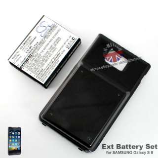 EXTENDED 2600mAh BATTERY+BLACK BACK DOOR COVER FOR SAMSUNG GALAXY S II 