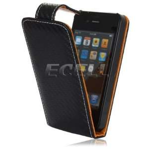  Ecell   NEW BLACK & TAN WEAVE LEATHER FLIP CASE FOR iPHONE 
