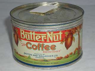 BUTTER NUT VINTAGE COFFEE TIN ADVERTISING 278 F  
