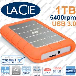 LaCie 1TB Rugged Mini HDD USB 3.0 2.0 Shock Proof HD  