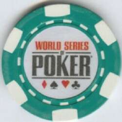 10 gm clay WSOP poker chips roll of 50   Green   World Series of Poker 