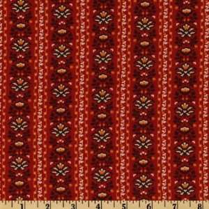  44 Wide Williamsburg New Town Farm Stripe Red Fabric By 