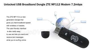 Unlocked USB Broadband Dongle ZTE MF112 Mobile Modem 7.2mbps  