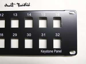 Black 32 Port Keystone Blank Rack Patch Panel 19 2U  