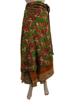 Multi Wear Boho Two Layer Magic Skirt Wrap Skirt Vintage Silk Sari 