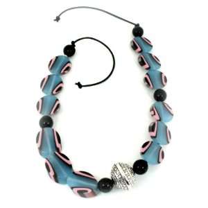   Designer Jewelry Acrylic and Resin Black and Blue Choker Necklace