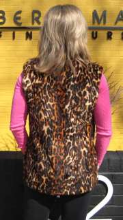 56488 New Animal Print Sheared Rabbit Fur Vest Jacket S  