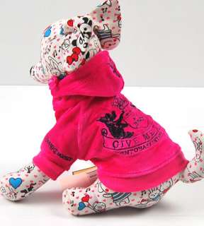 Dog Pink Hoodie Velour Jacket Coat Clothes Any Size  