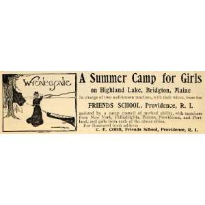 1902 Ad Wyonegonic Summer Camp Girls Bridgton Maine   Original Print 