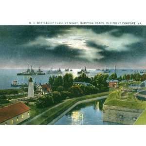  Battleship Fleet, Hampton Roads, VA Vintage Repro Poster 