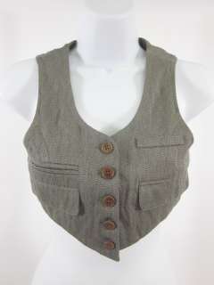 NEW ALARA Brown Blue Button Cropped Pocket Vest Top 4  