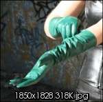 Long Kidskin Leather Green Gloves Size 9 (21)  
