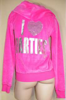 Victoria Secret *PINK* Velour Bling I ♥ PARTYS Hoodie S  