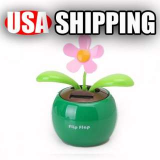 Green Flip Swing Flap Solar Sun Powered Flower Car Toy Gift US fasts 