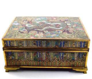 Dragon, Butterfly, and Birds Kyoto Jippo Japanese Cloisonne Box large 