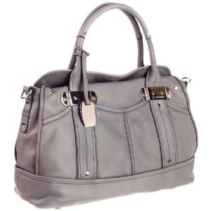  B. Makowsky Classic Audrey Large Grey Leather Tote Bag 