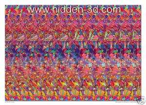 Mushroom Caves 18x13 Stereogram Poster Hidden 3D  