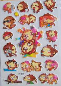 MONKEY CUTE PUFFY SCRAPBOOKING STICKERS 3D DECAL NEW @@  