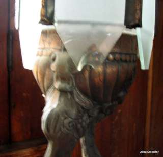 Antique Art Deco Figural KNEELING WOMAN Lady Lamp Pair Copper Plate 