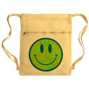   Bag Sack Pack Yellow Smiley Face With Peace Symbols 