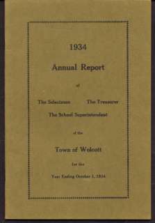 Annual Report Town of Wolcott CT 1934  