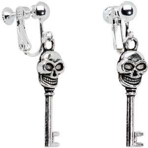  Skull Skeleton Key Clip On Earrings Jewelry