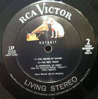   List SOUNDTRACK MANCINI hatari LP VG LSP 2559 Vinyl 1962 Record 3s/3s