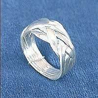 R018 Sterling Silver Six 6 Band Puzzle Ring Size 5.5  