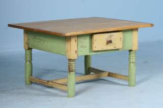 Original Antique Painted Green Coffee Table Pine Top Circa 1880  