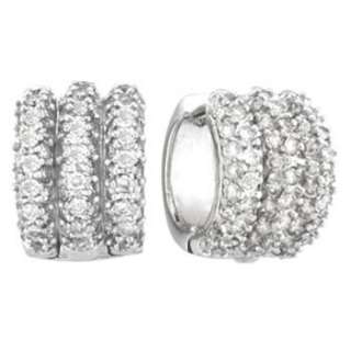 00ct Luxurious Round Diamond Cluster Huggie Earrings in 14k White 