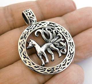 JAPANESE 9 NINE TAILED FOX 925 STERLING SILVER PENDANT  