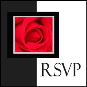  Black and white rose RSVP stamp